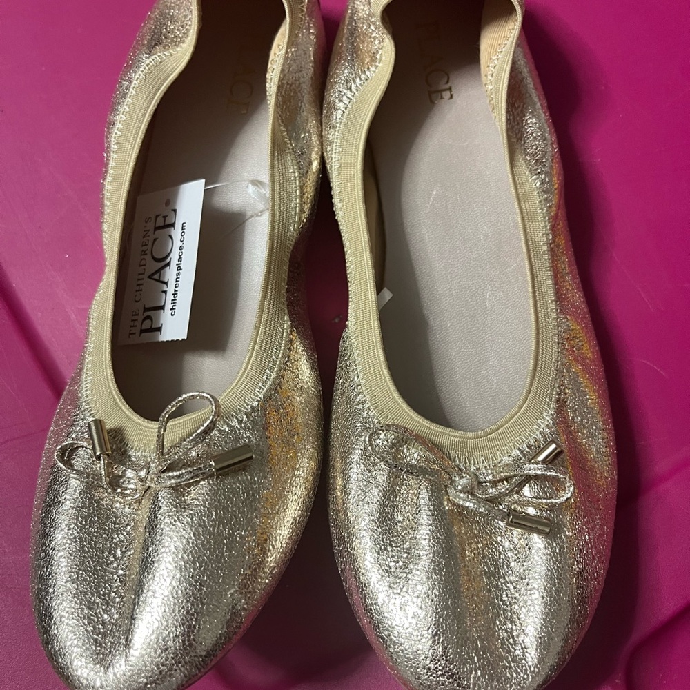 The Children's Place Gold Dress Shoes with Shimmery Finish